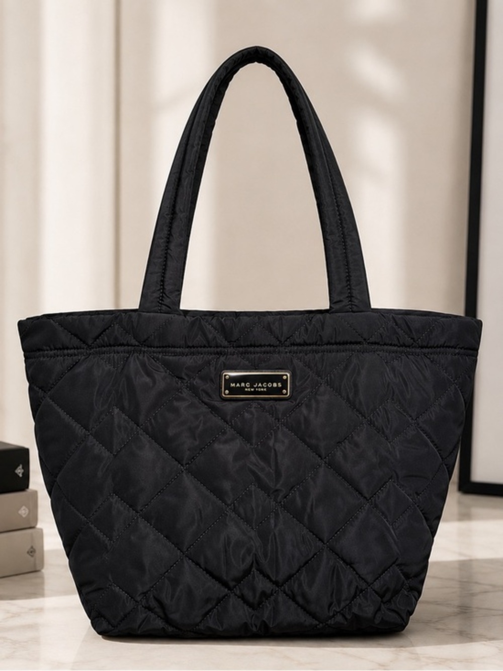 NWT Marc Jacobs Quilted Puffer Tote Black Nylon Travel Laptop Bag